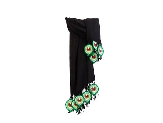 Happy Threads Trendy Stoles with Crochet Motifs (Black & Green)